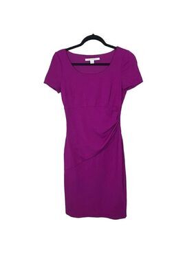 Diane Von Furstenberg Fuchsia Pink Gathered Waist Side Zip Midi Dress Size 4